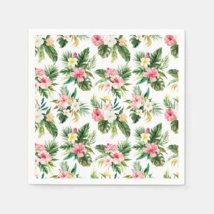 Waterverf Tropische bloemen en groen patroon Servet