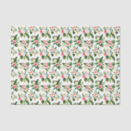 Waterverf Tropische bloemen en groen patroon Tissuepapier