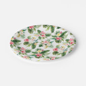 Waterverf Tropische bloemen en groen Zomer Papieren Bordje (Gekanteld)