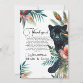 Waterverf tropische bloemen en jaguar bedankkaart (Voorkant)
