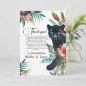 Waterverf tropische bloemen en jaguar bedankkaart (Staand voorkant)