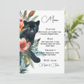 Waterverf tropische bloemen en jaguar menu (Staand voorkant)