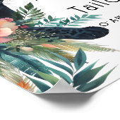 Waterverf tropische bloemen en jaguar welkom poster (Hoek)