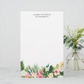 Waterverf Tropische bloemen en lederwaren Briefpapier (Staand voorkant)