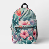 Waterverf Tropische Bloemen en Strand Bedrukte Rugzak (Voorkant)