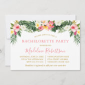 Waterverf Tropische Bloemen Flamingo Bachelorette Kaart (Voorkant)