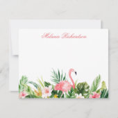 Waterverf Tropische Bloemen Flamingo Roze Notitiekaartje (Voorkant)