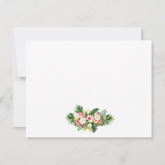 Waterverf Tropische Bloemen Flamingo Roze Notitiekaartje (Achterkant)