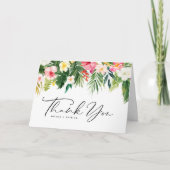 Waterverf Tropische Bloemen Garland Zomerbruiloft Bedankkaart (Voorkant)