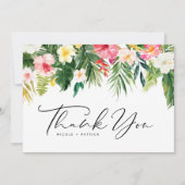 Waterverf Tropische Bloemen Garland Zomerbruiloft Bedankkaart (Voorkant)