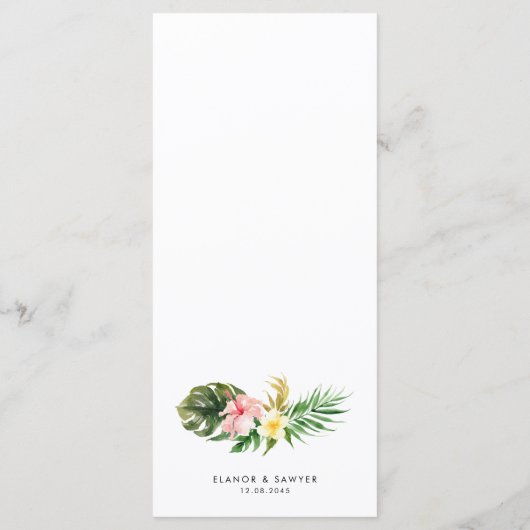 Waterverf Tropische Bloemen Garland Zomerbruiloft Menu (Achterkant)