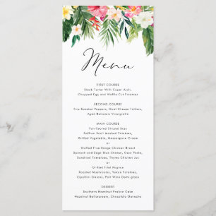 Waterverf Tropische Bloemen Garland Zomerbruiloft Menu