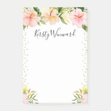 Waterverf Tropische Bloemen Gouden Confetti