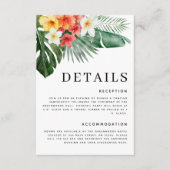 Waterverf Tropische Bloemen Groen Bruiloft Detail Informatiekaartje (Voorkant)