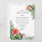Waterverf Tropische Bloemen Groen Bruiloft Kaart (Voorkant)