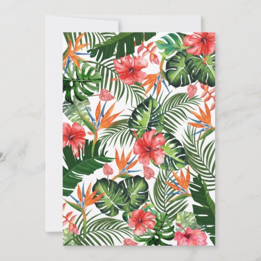 Waterverf Tropische Bloemen Groen Bruiloft Kaart (Achterkant)