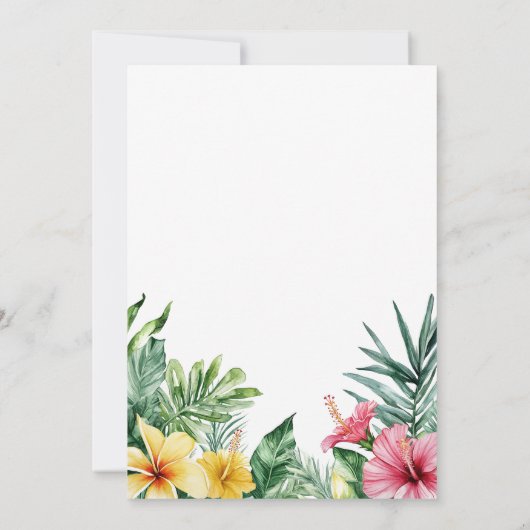 Waterverf Tropische Bloemen Groen Bruiloft Save The Date (Achterkant)