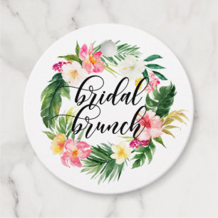 Waterverf Tropische bloemen Grote Bridal Brunch Bedankjes Labels