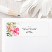 Waterverf Tropische bloemen Hibiscus Ferns Etiket (Insitu)