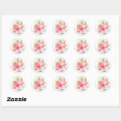 Waterverf Tropische Bloemen Hibiscus Ronde Sticker (Vel)