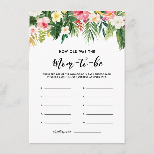 Waterverf Tropische bloemen hoe oud de Kaart van m (Voorkant)