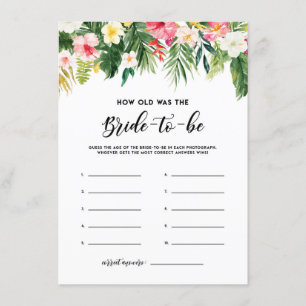 Waterverf Tropische bloemen Hoe oud was de bride? Informatiekaartje