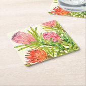 Waterverf Tropische bloemen Kartonnen Onderzetters (Schuin)