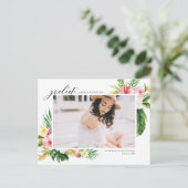 Waterverf Tropische Bloemen Lijst Foto Afstuderen Aankondigingskaart (Staand voorkant)