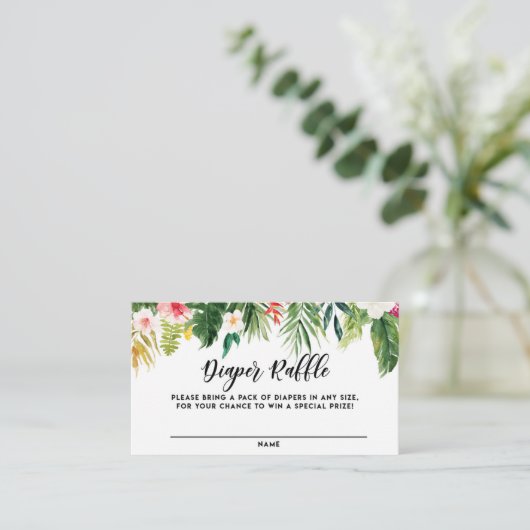 Waterverf Tropische bloemen luier Kaart Raffle Visitekaartje (Staand voorkant)