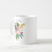 Waterverf Tropische bloemen met Toucan Custom Koffiemok (Voorkant links)