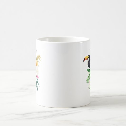 Waterverf Tropische bloemen met Toucan Custom Koffiemok (Center)