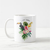 Waterverf Tropische bloemen met Toucan Custom Koffiemok (Links)