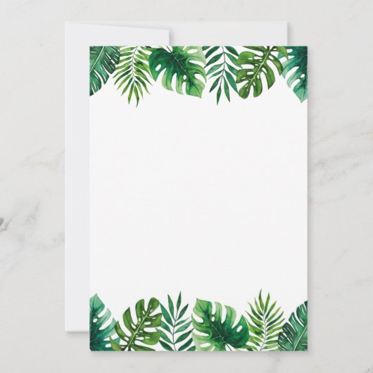 Waterverf Tropische Bloemen Moderne Bruiloft Kaart (Achterkant)
