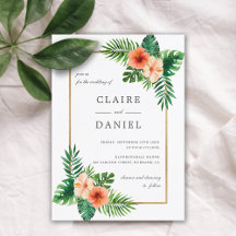 Waterverf Tropische Bloemen Moderne Bruiloft