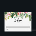 Waterverf Tropische bloemen Passen getrouwd Advieskaart<br><div class="desc">Geef advies en wensen aan de nieuwsleed met deze trouwadvieskaart. De kaart bevat waterverf illustraties van tropische bloemen en groen met een tropisch patroon dat op de achterkant van de kaart past. Deze advieskaart is perfect voor tropische thema's en zomerbruiloften. Overeenkomende objecten zijn beschikbaar.</div>