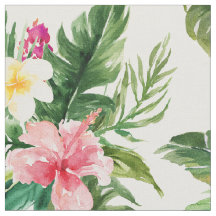 Waterverf Tropische Bloemen Patroon Stof