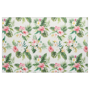 Waterverf Tropische Bloemen Patroon Stof