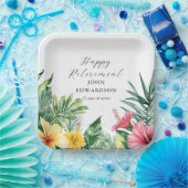 Waterverf Tropische Bloemen Pensioen Partij Papieren Bordje (Feest)