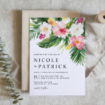 Waterverf Tropische bloemen QR Code Weddenschap Kaart<br><div class="desc">Nodig gasten uit voor je bruiloft met deze aanpasbare uitnodiging voor tropische bruiloft. Het is voorzien van waterverf kurk van hibiscus,  plumeria,  palmbladeren en andere tropische planten. Pas deze waterverf trouwuitnodiging aan door je eigen gegevens toe te voegen. Deze zomer is de botanische trouwuitnodiging perfect voor bestemmingsbruiloften en zomerbruiloften.</div>
