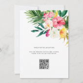 Waterverf Tropische bloemen QR Code Weddenschap Kaart (Achterkant)