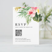 Waterverf Tropische bloemen QR Code Weddenschap RSVP Kaartje (Staand voorkant)