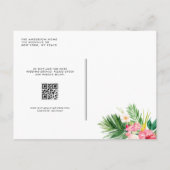 Waterverf Tropische bloemen QR Code Weddenschap Uitnodiging Briefkaart (Achterkant)