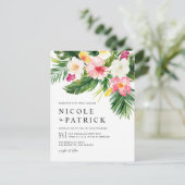 Waterverf Tropische bloemen QR Code Weddenschap Uitnodiging Briefkaart (Staand voorkant)