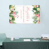 Waterverf Tropische Bloemen Roze Bachelorette Part Spandoek (Beurs)