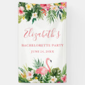 Waterverf Tropische Bloemen Roze Bachelorette Part Spandoek (Verticaal)
