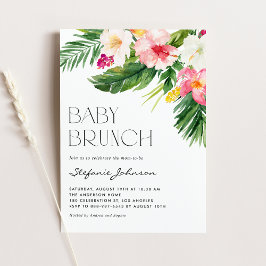 Waterverf Tropische Bloemen Summer Baby Brunch Kaart