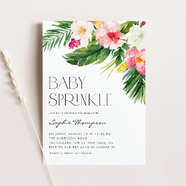 Waterverf Tropische bloemen Summer Baby Sprinkle Kaart