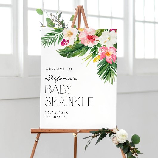 Waterverf Tropische bloemen Summer Baby Sprinkle Poster