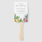Waterverf Tropische Bloemen Trouwprogramma Handwaaier (Voorkant)
