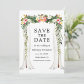 Waterverf Tropische bloemen voor weddenschap Save The Date (Staand voorkant)